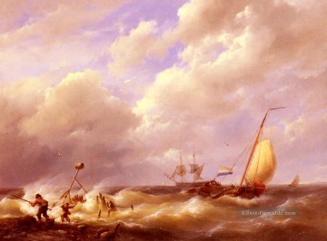 Willem A Sea Stück Hermanus Snr Koekkoek Seestück Boot Ölgemälde